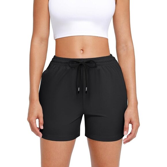 Women Black Hiking Athletic Lounge Active Shorts Versatile Comfy Casual Pockets